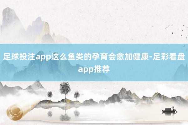 足球投注app这么鱼类的孕育会愈加健康-足彩看盘app推荐